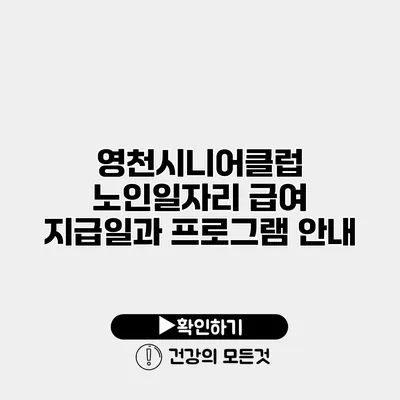 영천시니어클럽 노인일자리 급여 지급일과 프로그램 안내