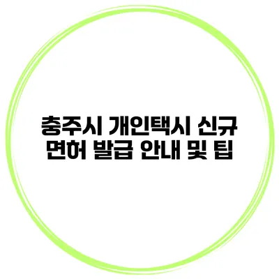 충주시 개인택시 신규 면허 발급 안내 및 팁