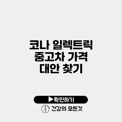 코나 일렉트릭 중고차 가격 대안 찾기