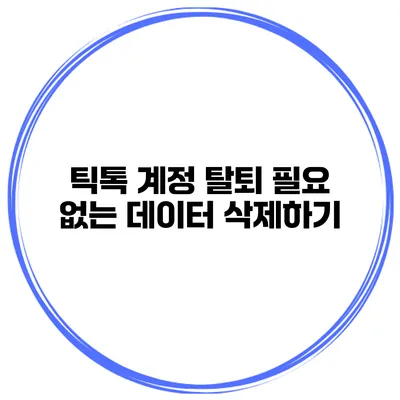 틱톡 계정 탈퇴 필요 없는 데이터 삭제하기