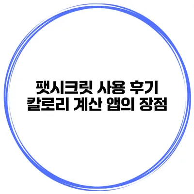 팻시크릿 사용 후기 칼로리 계산 앱의 장점