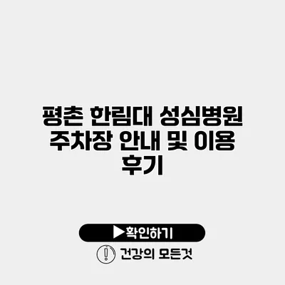 평촌 한림대 성심병원 주차장 안내 및 이용 후기