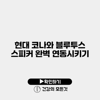 현대 코나와 블루투스 스피커 완벽 연동시키기