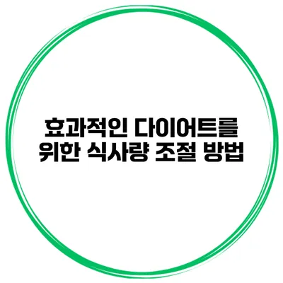 효과적인 다이어트를 위한 식사량 조절 방법